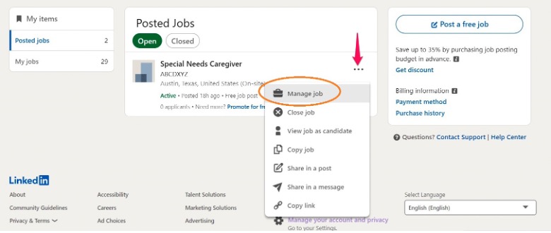 Linkedin free job posting applicant limit