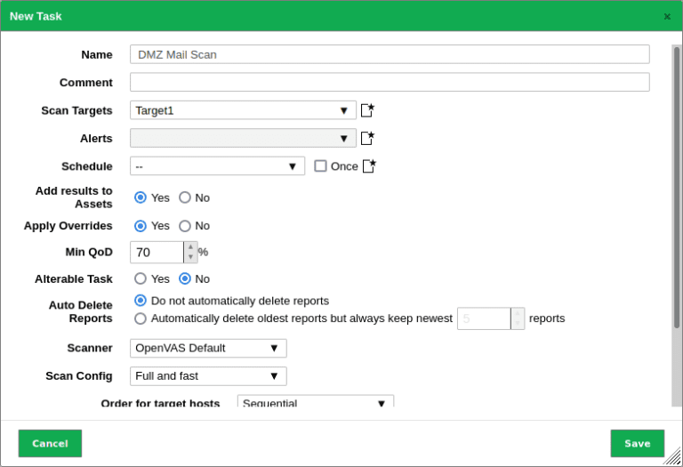 Application vulnerability scan